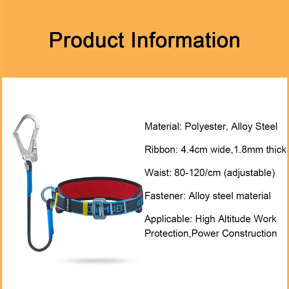 Single Waist Work Safety Belt High-altitude Harness Outdoor Rock Climbing Training Electrician Construction Safe Rope Hook Suits