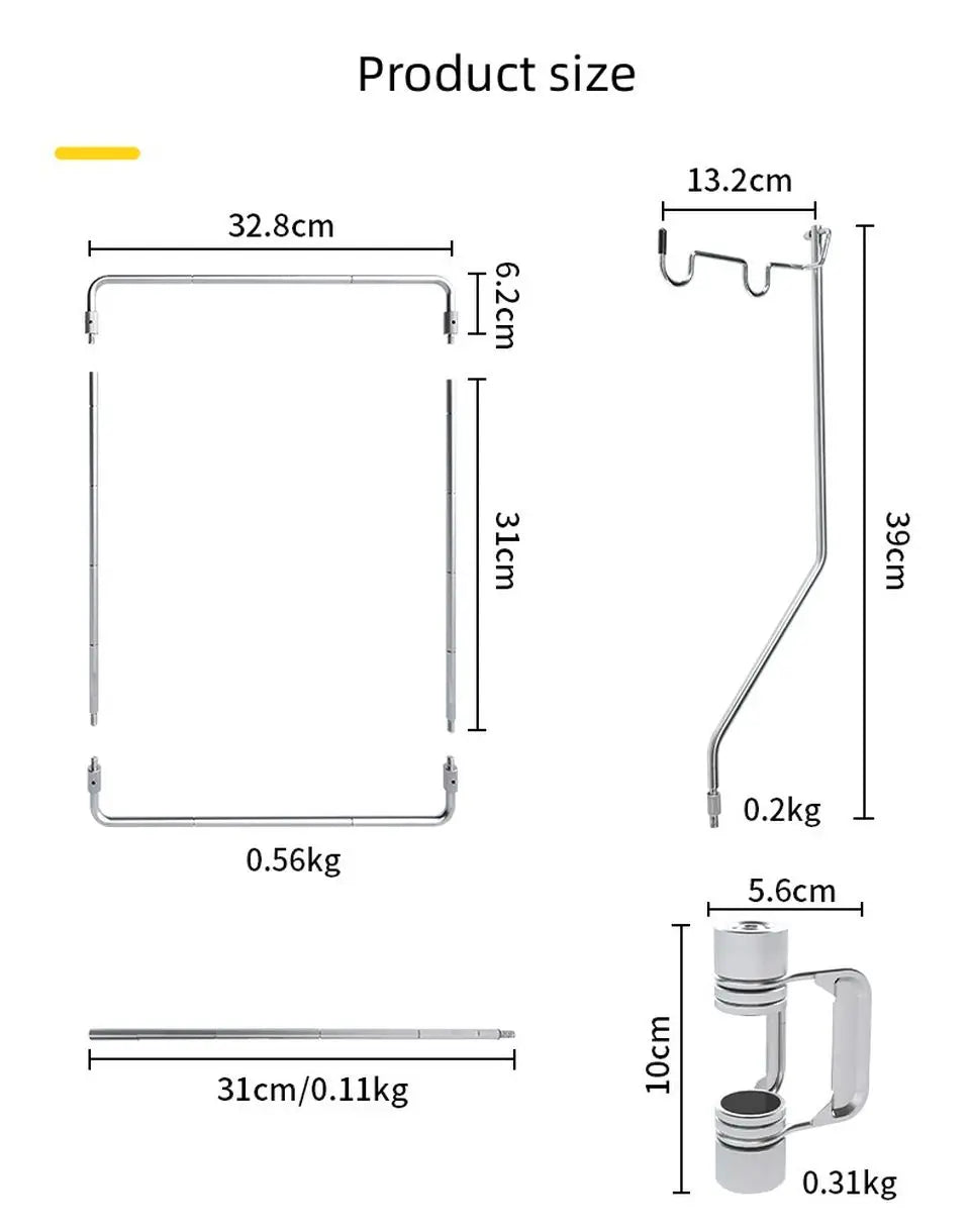 Camping Table Shelf Outdoor IGT Table Accessories Portable Hanger Light Stand Stainless Steel Desktop Storage Rack Hanging Shelf