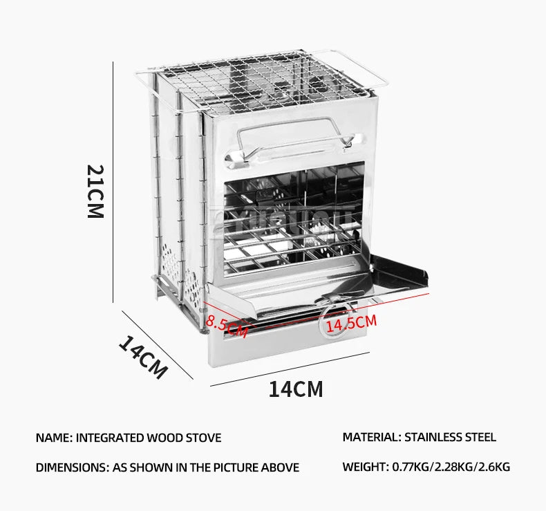 Folding Stainless Steel Stove Portable Multifunction Mini Camping Stove Outdoor Barbecue BBQ Accessories