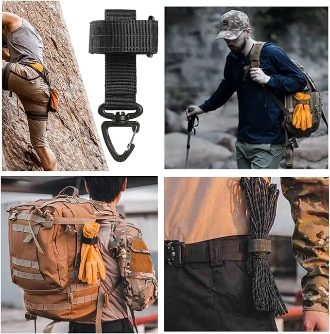 1PC Molle Glove Holder Outdoor Gear Clip Rope Organizer Keychain Utility Hook for Camping Climbing Buckle Hunting Belt Keeper