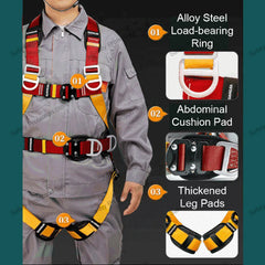 Full Body High Altitude Work Safety Harness Five-point Safety Belt Safety Rope Outdoor Climbing Construction Protect Equipment