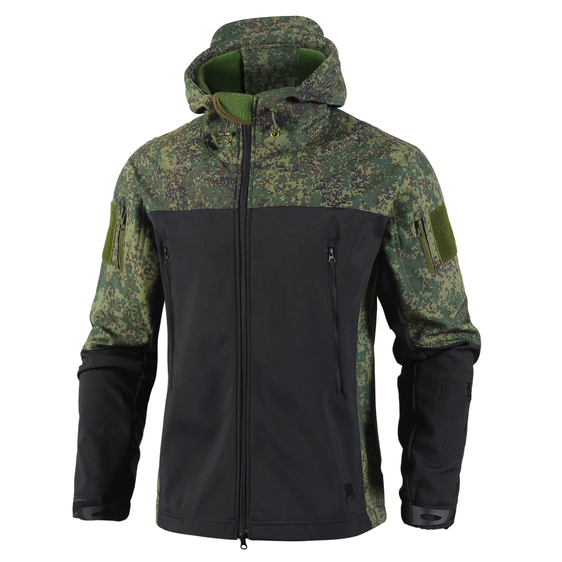 New Patchwork Soft Shell Tactical Hooded Jackets Mens Outdoor Waterproof Multiple Pockets Fleece Windbreak Male Caots Autumn