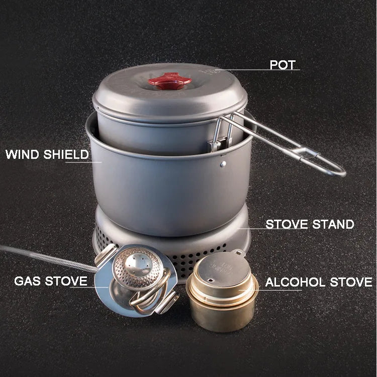 Bulin Multipurpose Outdoor Alcohol/Gas Stove With Cookware Pot for Camping and Hiking Survival