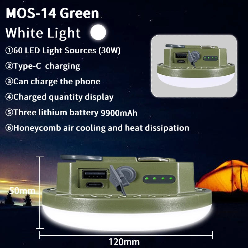 MOSLIGHTING Camping Light Rechargeable Portable Suspension Magnetic Suction Ultra Bright LED Tent Light Fishing Lights Outdoors