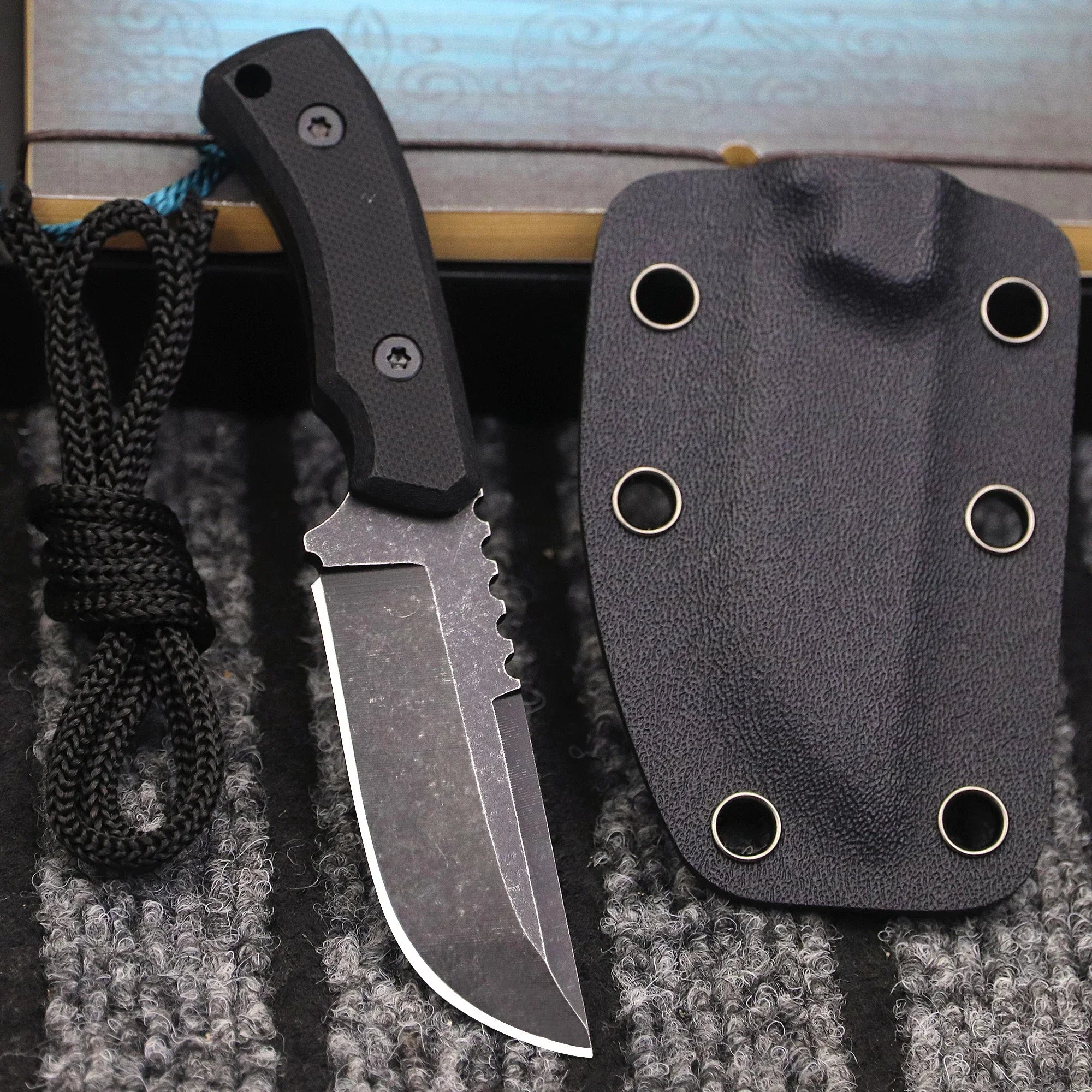 2024 NEW（ Full- Tang） Mini portable multi-purpose outdoor Straight Knife +K sheath, Jungle camping EDC tool knife