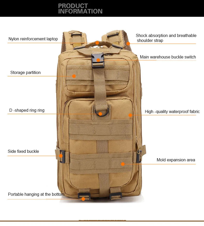 Oulylan 30L/50L 9000D Nylon Waterproof Backpack Military Rucksacks Tactical Sports Camping Hiking Trekking Fishing Hunting Bag