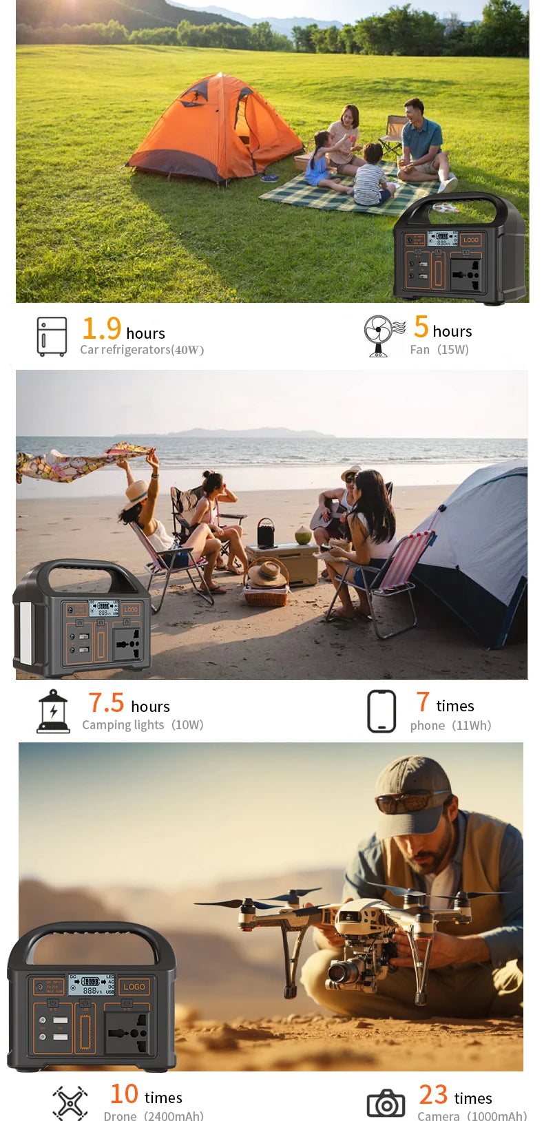 100W Portable LiFePO4 Power Station 24000mAh 220V 110V Solar Generator USB DC AC External Auxiliary Battery for Outdoor Camping