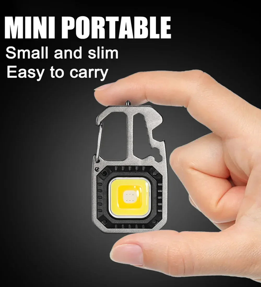 Rechargeable Mini COB Keychain Light, Multi-function Super Bright Flashlight, Outdoor Camping Light with Magnet, Screwdriver