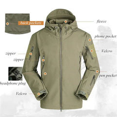 Navy Blue Soft Shell Outdoors Jacket Men Waterproof Army Tactical Jacket Coat Winter Warm Fleece Hooded Windbreaker And Pants