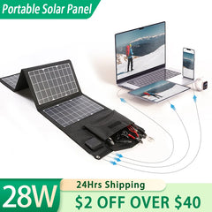 New Portable Solar Panel  28W 18V Charger Type-c USB DC Camping Foldable Panels For Moblie Phone Laptop Charge Power Station