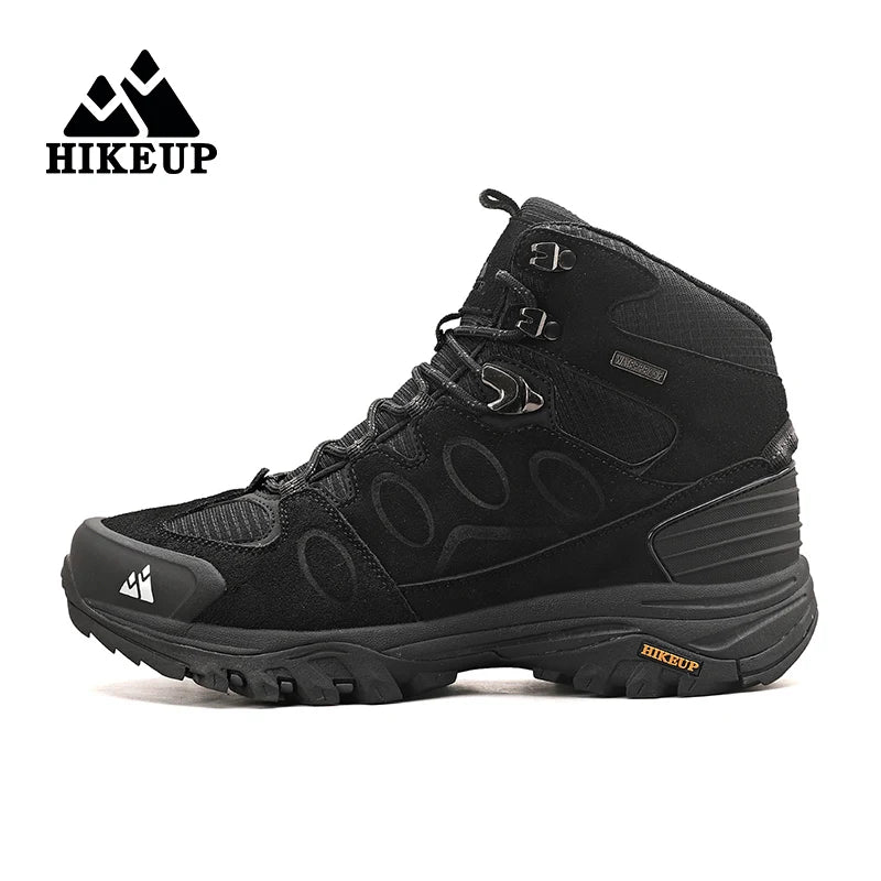 HIKEUP High-Top Men Hiking Boot Winter Outdoor Shoes Lace-Up Non-slip Outdoor Sports Casual Trekking Boots Man Waterproof Suede