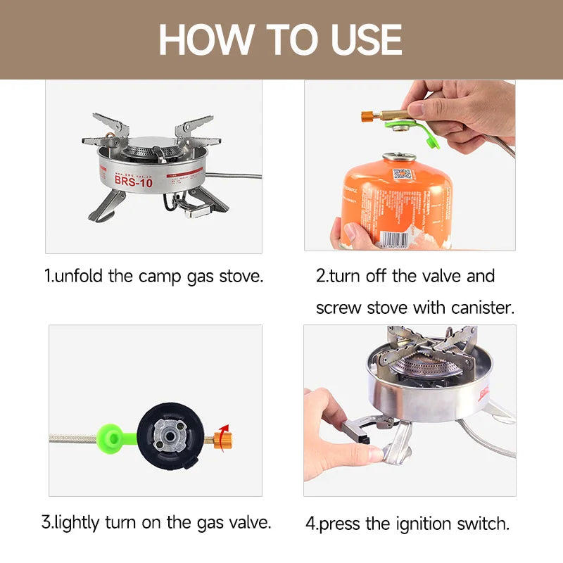 BRS-10 Folding High Power Camping Gas Stove Portable Big Burner Plate Cooker Tourist Burner Cookware Equipment  Furnace