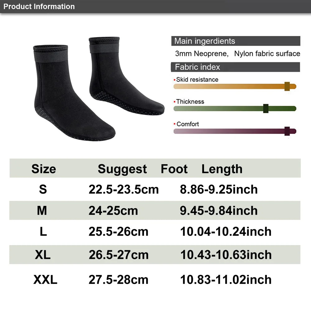 3mm Neoprene Diving Socks Non-slip Adult Warm Patchwork Elasticity Wetsuit Shoes Diving Surfing Boots for Swimming Snorkeling