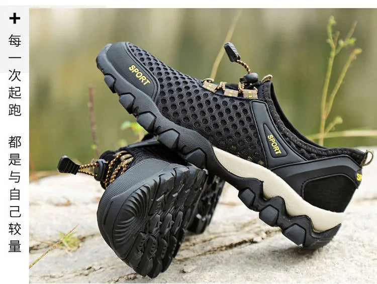 2024 Men Casual Tennis Sneakers Summer Fashion Breathable Mesh Shoes Mens Non-Slip Hiking Shoe Sneaker for Men Climbing Trekking