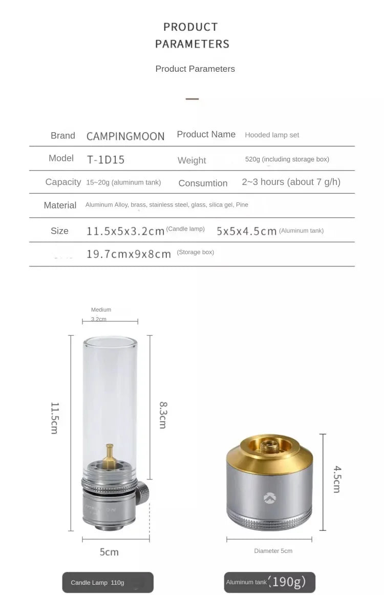 Campingmoon Outdoor Camping Gas Lamp Atmosphere Candle Lamp Lantern with Gas Canister Inflation Optional