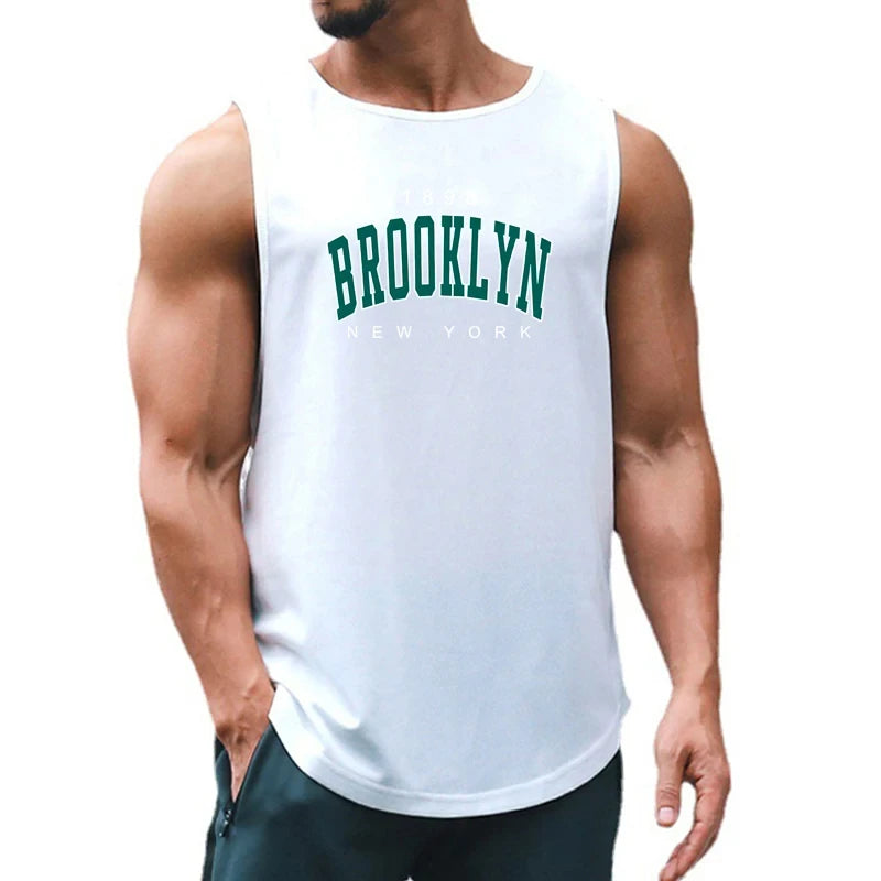 1898 Brooklyn New York Printed Summer Fashion Sports Tank Tops Mens Quick Dry Running Vest Gym Clothing Basketball Jerseys