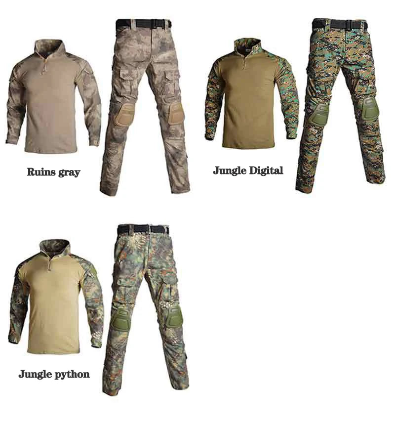 Men's outdoor hunting camouflage clothing, mountaineering camouflage hunting clothing, war robe+long pants knee pads