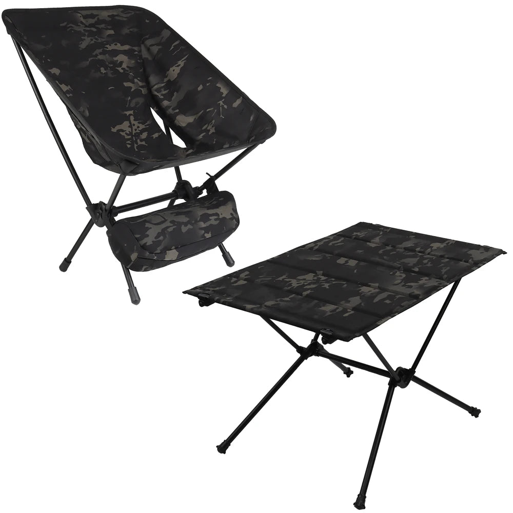 Tactical Outdoor Camping Fishing Folding Moon Chair Travel Hiking Picnic Barbecue Folding Table Military Hunting Portable Stool