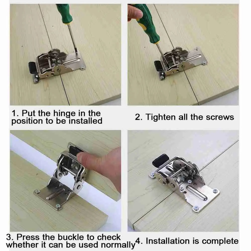 1Pc 90/180 Degree Fittings Chair Extension Furniture Brackets Self-Locking Folding Hinge Foldable Support Frame Table Leg