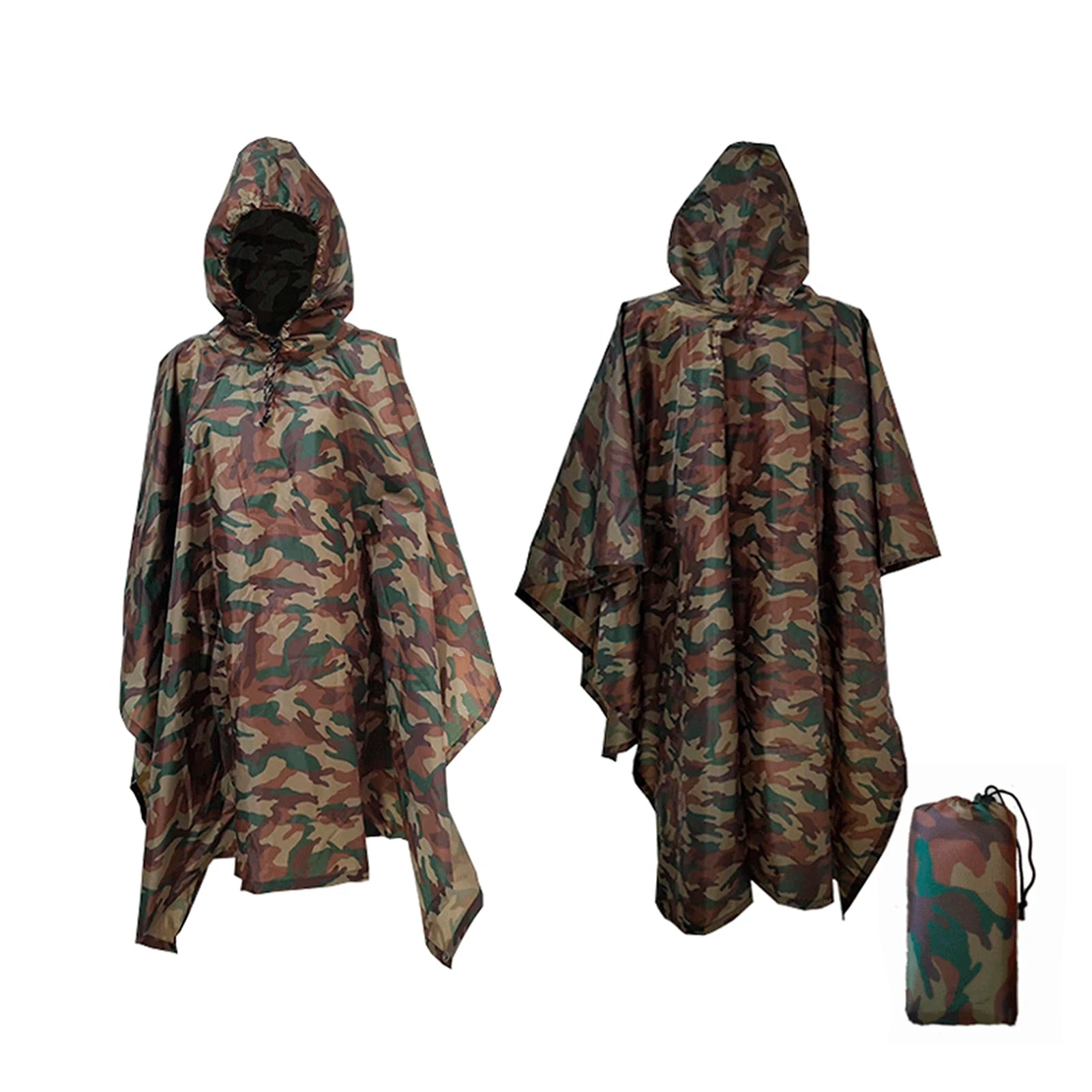 3-in-1 Waterproof Rain Poncho Lightweight Hooded Rain Coat Picnic Mat Blanket Sun Shelter for Outdoor Camping Cycle Climbing