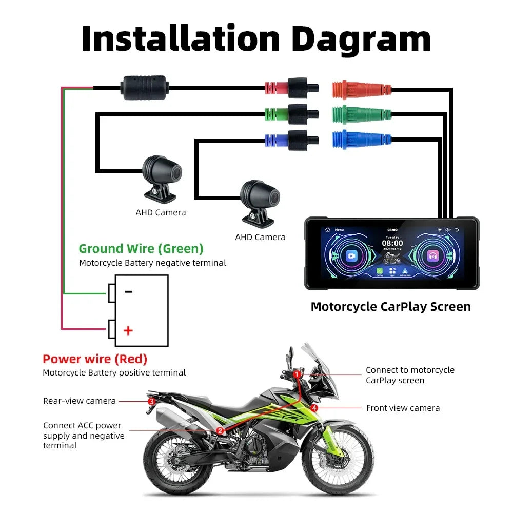 7 Inch Motorcycle Portable Navigation GPS Wireless Apple Carplay Android Auto IPX7 Waterproof Motorcycle BT Touch Screen Display