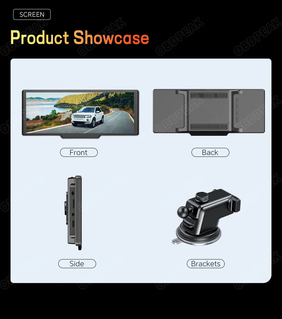 T20 Dashcam Carplay Android Auto GPS Navigation 5G WiFi Dashboard Aux Output Mirror Link 2.5K Rear Camera Video Universal Screen