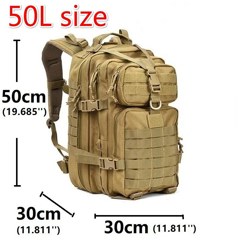 Hunting bag 50L 1000D nylon waterproof camping trip fishing hunting bag backpack outdoor military backpack tactical sports