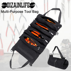 Tool Roll,Multi-Purpose Roll Up Tool Bag,Wrench Roll,Canvas Tool Organizer Bucket,Car First Aid Kit Wrap Roll Storage Case