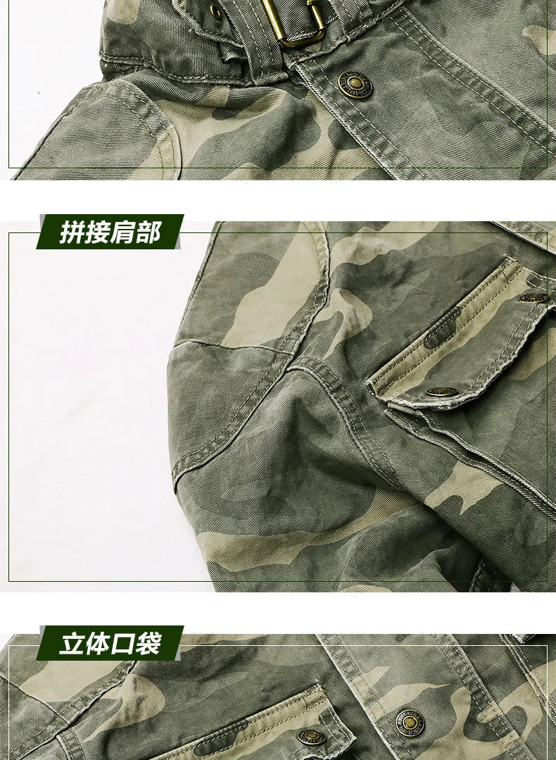 Autumn Fit Casual Camouflage Men's Jacket Zipper Green Tooling Overalls Outdoor Trekking Training Hunting Clothing Combat Sports