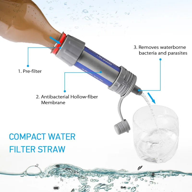 1 Pcs Outdoor Water Filter Straw Water Filtration System Water Purifier for Emergency Preparedness Camping Traveling