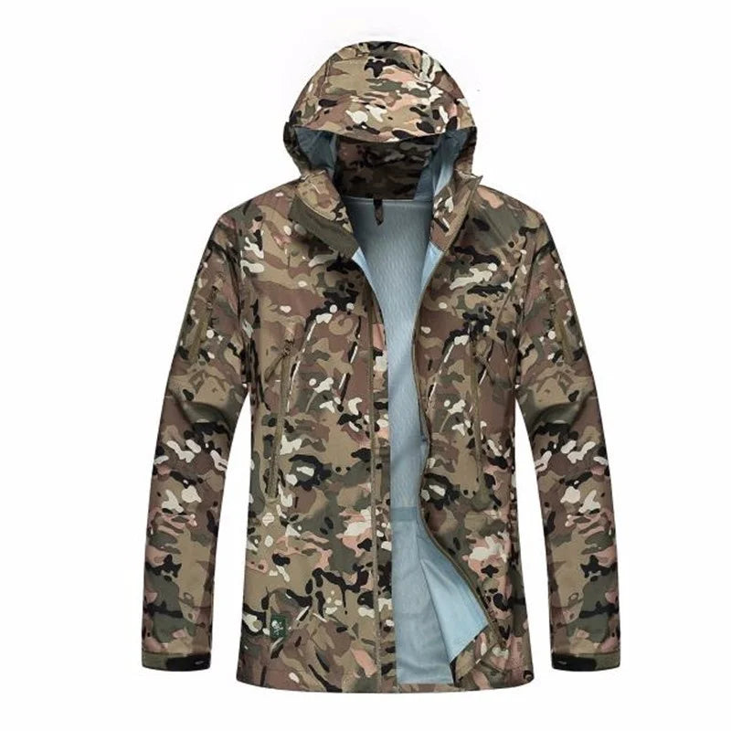 Outdoor Waterproof Hard Shell Tactical Jacket Spring Autumn Thin Breathable Camo Coat Men Climbing Army Training Combat Clothes