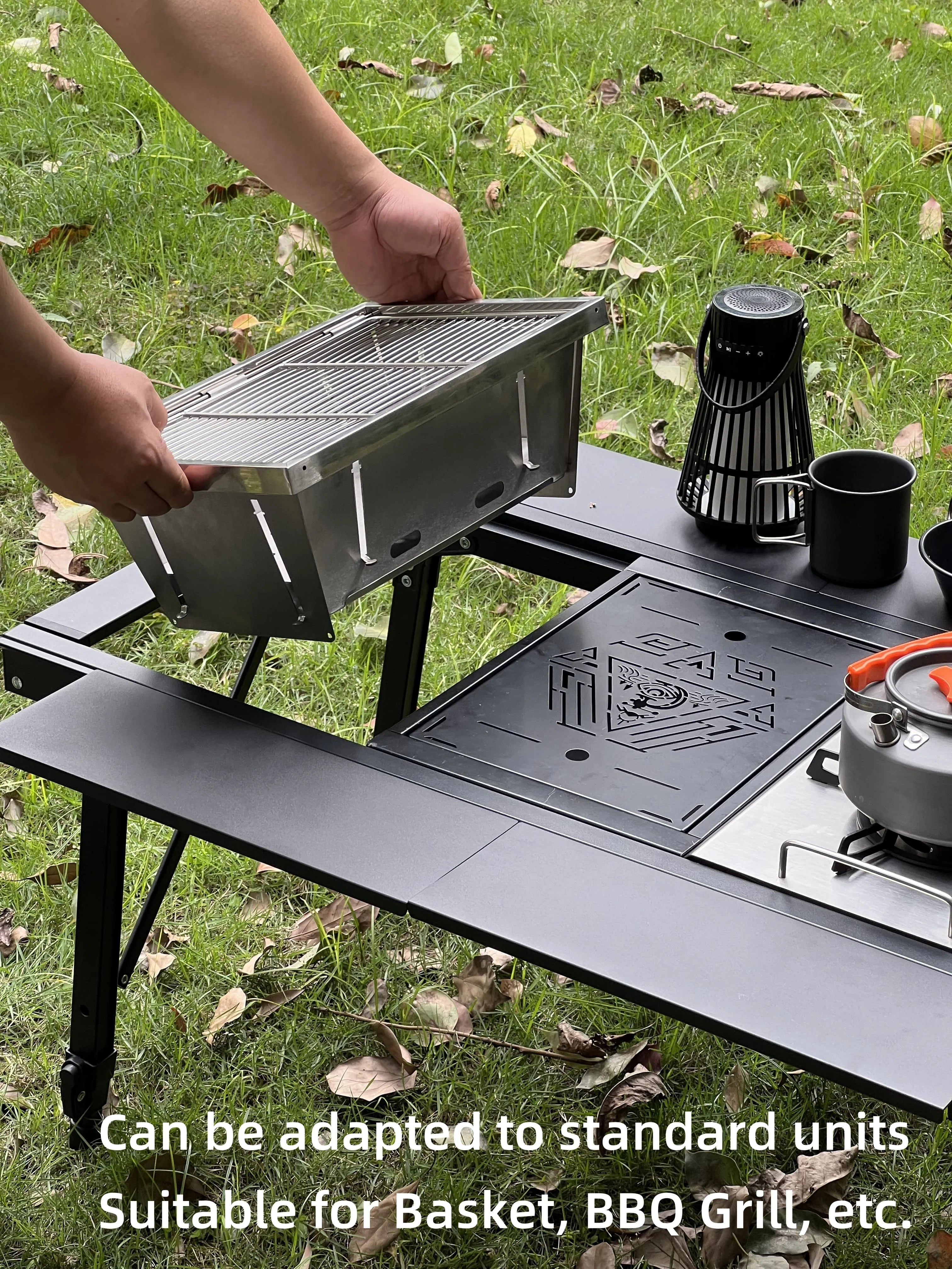 Tryhomy IGT 3 Unit ALuminum Alloy Table Camping Lifting Table Detachable BBQ Multi-functional Table Extensible Picnic Table