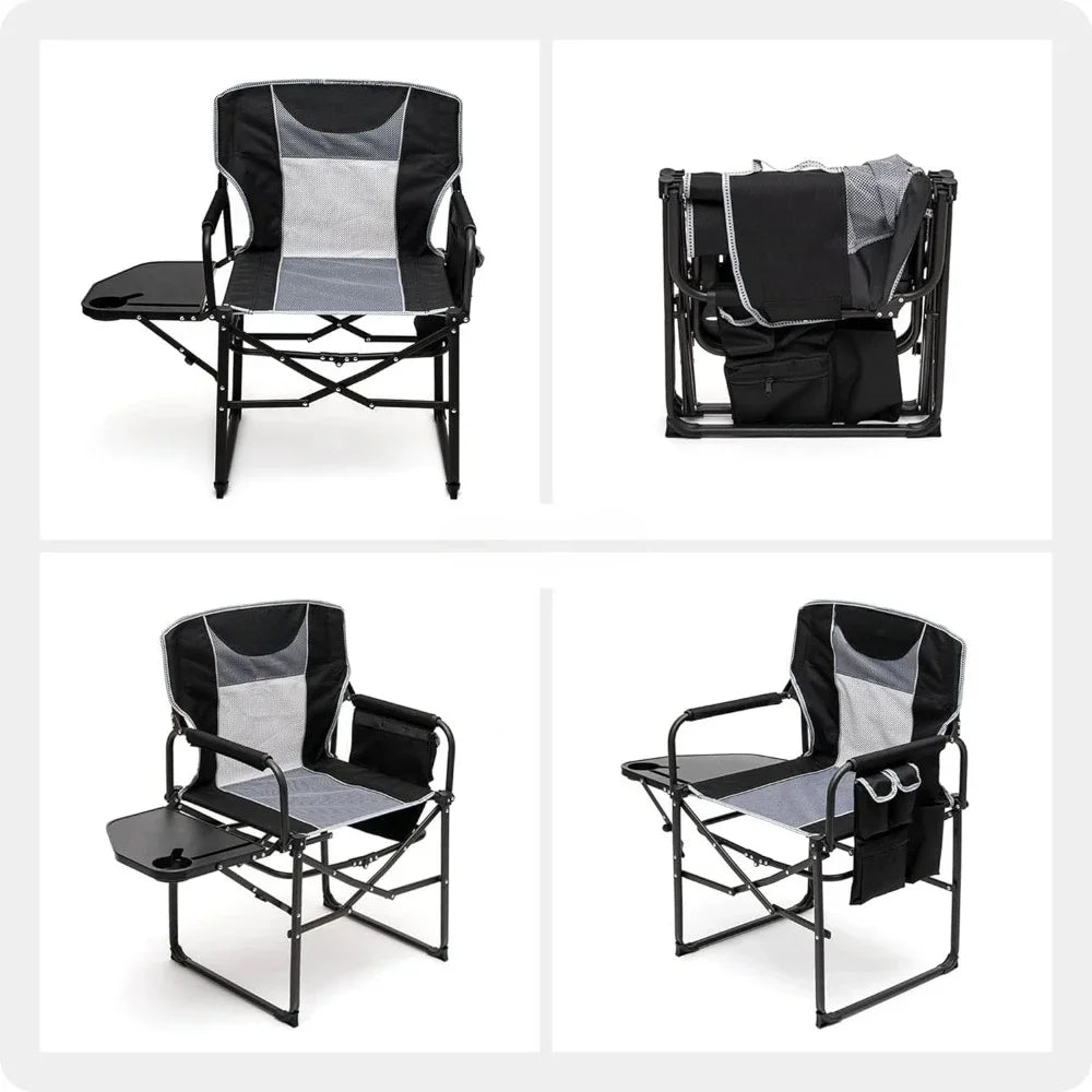 Travel chair beach with side table portable folding chair camping lawn chair outdoor travel fishing foldable furniture