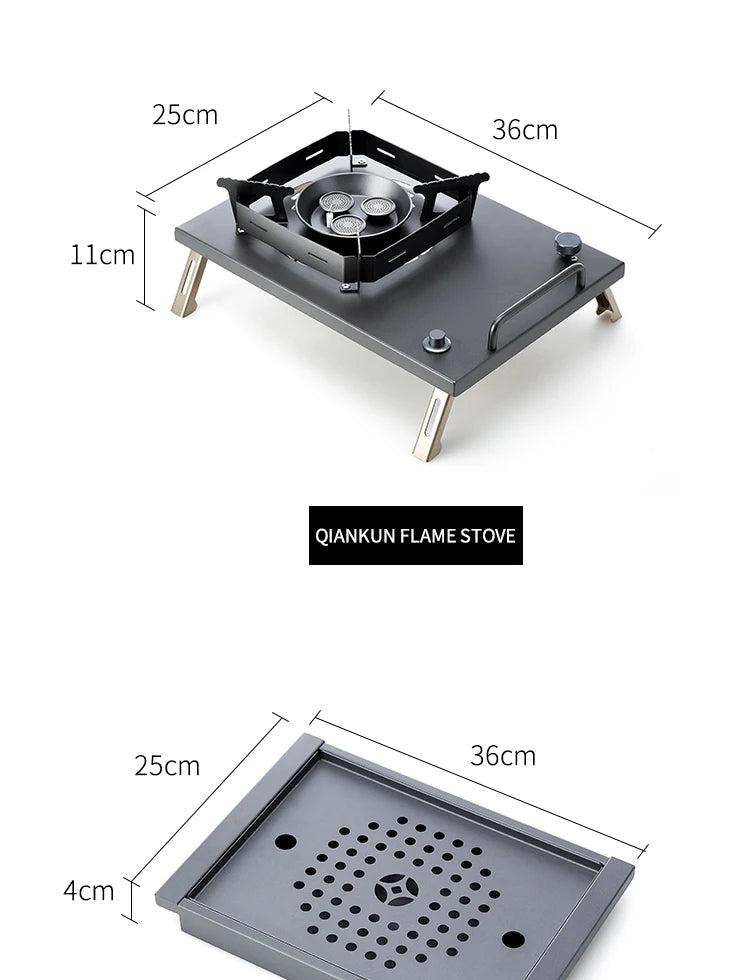 Wild Journey IGT 304 Stainless Steel Folding Table Portable Outdoor Vacation Party Camping Picnic BBQ Tools Tea Cooker Set