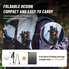 Naturehike Carbon Fiber Climbing Sticks Outdoor Folding Ultralight Trekking Poles Hiking Stick Collapsible Telescopic Stick