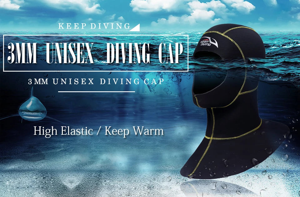 3mm Neoprene Scuba Diving Hood With Shoulder Snorkeling Equipment Hat Cap Winter Swim Warm Wetsuit Spearfishing