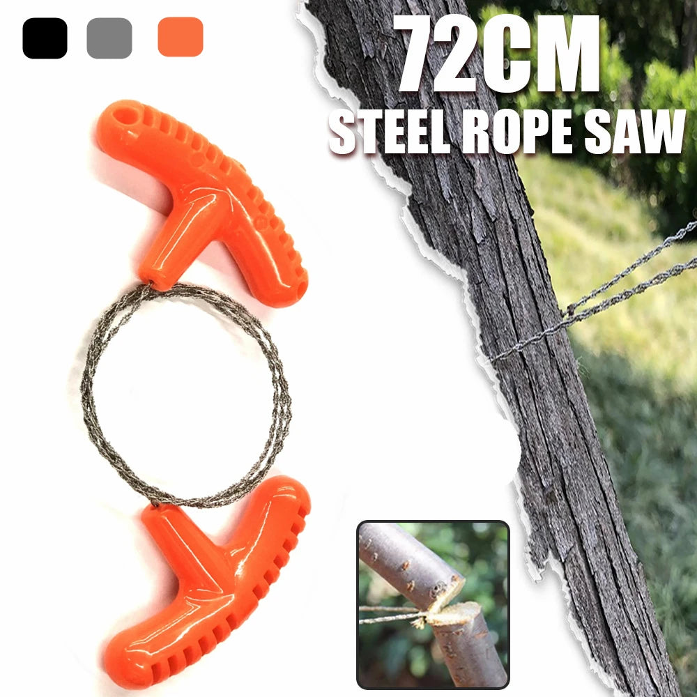 High-quality Multi-purpose Mini Pocket Wire Saw Stainless Steel Wire Saw Orange Outdoor Camping Emergency Survival Gear Tools