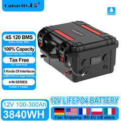 12V 120ah Portable Power Station LiFePO4 Battery 100ah Rechargeable LFP Battery Packs with BMS for Outdoor Camping Motor Backup