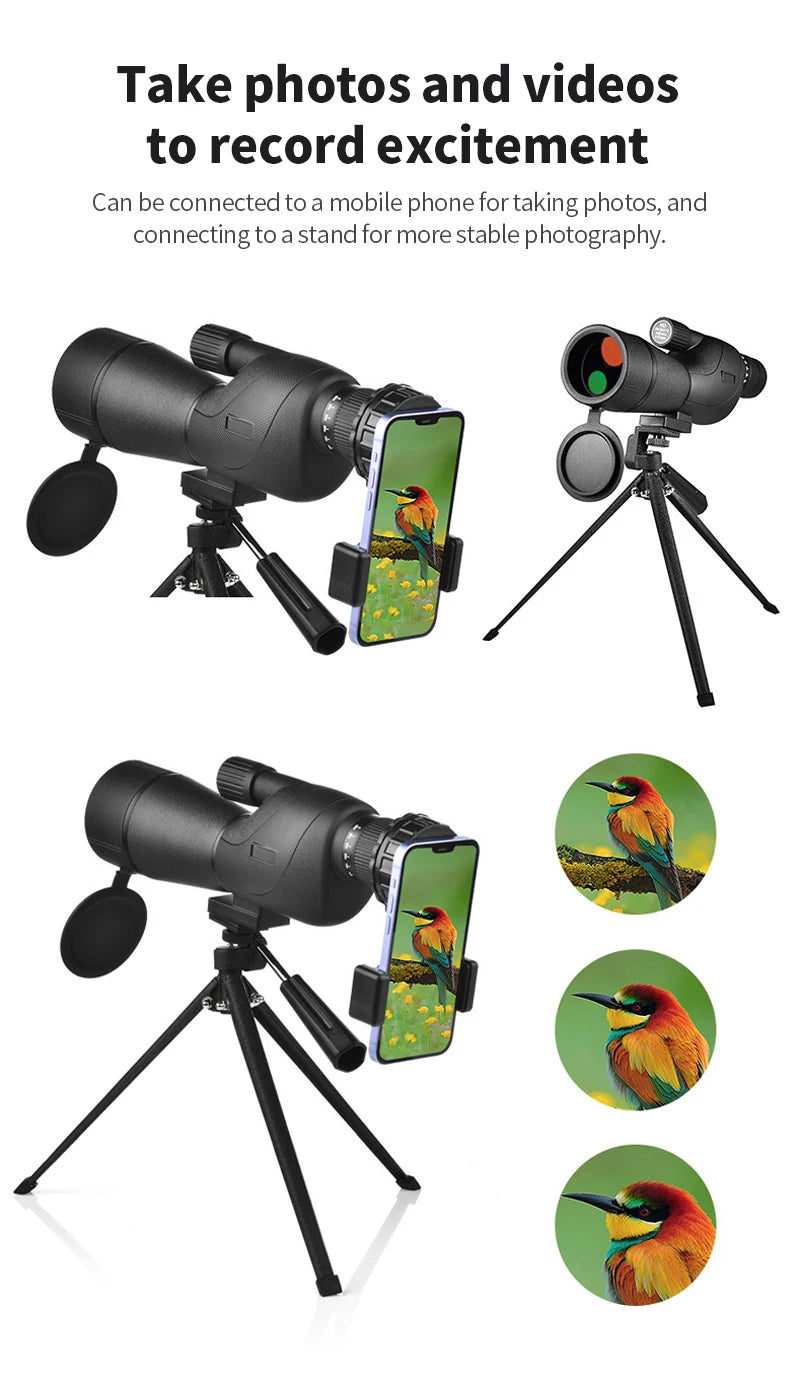 25-75x60 Spotting Scope Zoom Monocular Powerful Telescope Bak4 Prism ED Lens For Outdoor Camping Bird Watching Shooting