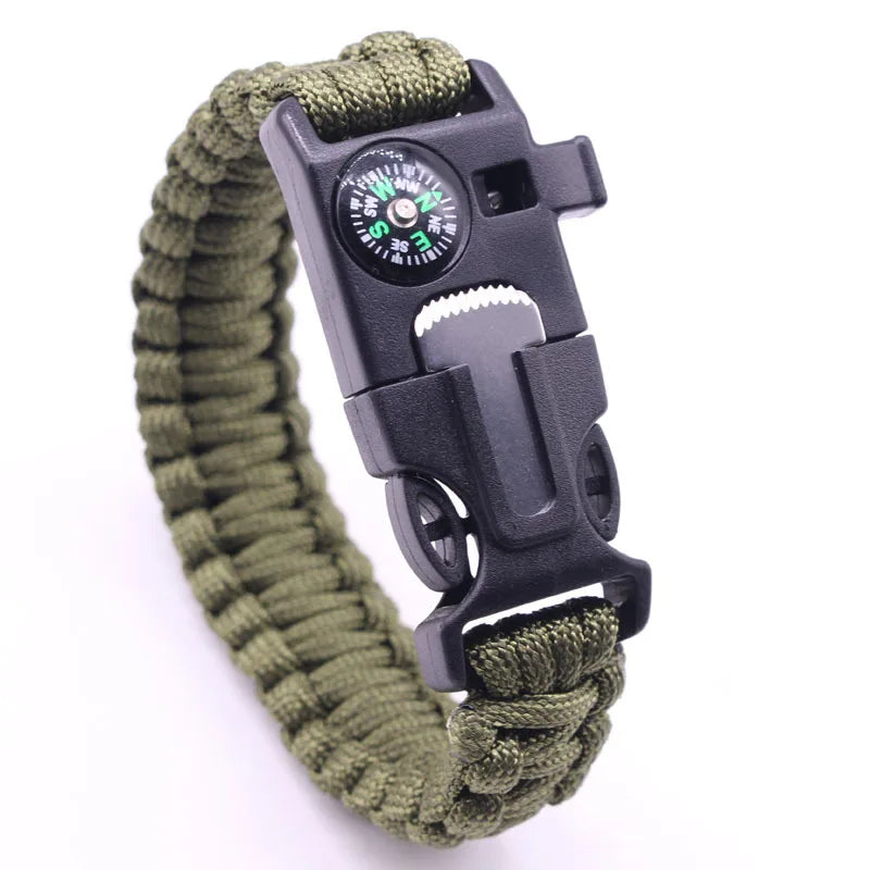 Outdoor Multi-function Survival Bracelet Military Emergency 4mm Paracord Wristband Scraper Whistle Buckle Tools