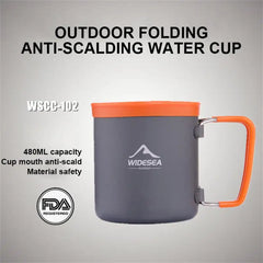 480ml Cookware Kit WIDESEA Aluminum Camping Cup Outdoor Tableware Travel Picnic Drinking Mug Orange PP BBQ Tableware Equipment