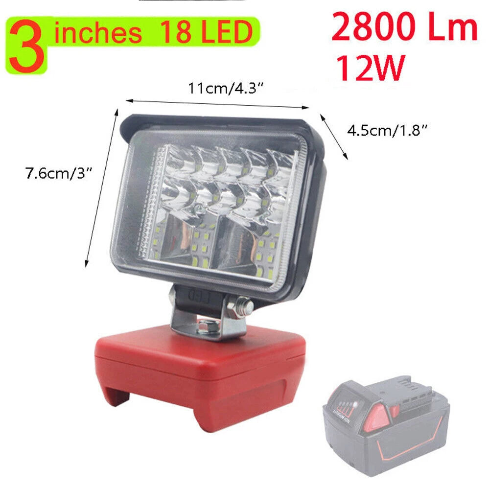 For Milwaukee Lithium M18 20V Battery LED Work Light 3 inch Electric Torch Spotlight Portable Emergency Flood Lamp Camping Lamp