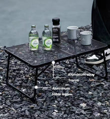 Outdoor Folding Grid Table Multifunctional Iron Mesh Portable Picnic Camping Table And Chairs Equipment Barbecue Table