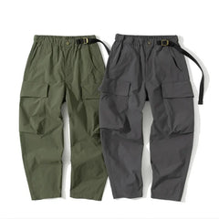 Men Loose Casual Pants Drawstring Foot Overalls Youth Big Pocket Trousers Street Outdoor Camp Hiking Trekking Tooling Clothing