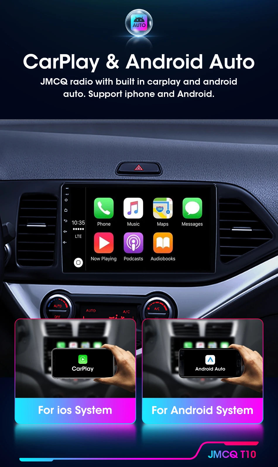 JMCQ 2din Android 12 Carplay Car Radio Multimidia Video Player For KIA PICANTO Morning 2011-2016 Navigation GPS IPS Head Unit