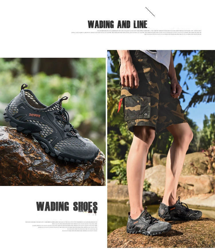 Men Sneakers Summer Wading Mesh Shoes Comfortable Slip on Outdoor Hiking Shoes Zapatos Hombre Casual Climbing Trekking Footwear