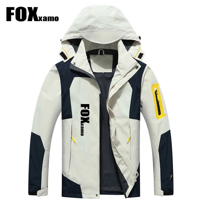 Foxxamo Men's Soft Shell Hooded Jacket Windproof Rainproof Perfect for Outdoor Activities (Mountaineering, Hunting, Cycling)