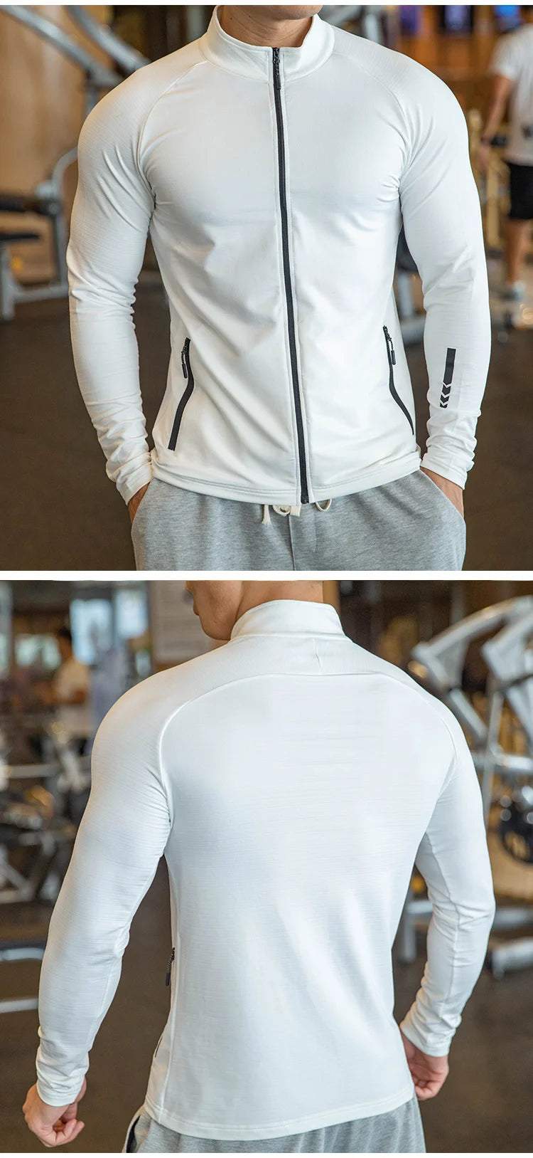 Compression Stand Collar Running Jackets Sports Workout Training Long Sleeve Zipper Sportwear Men Casual Coats Gym Clothing Man