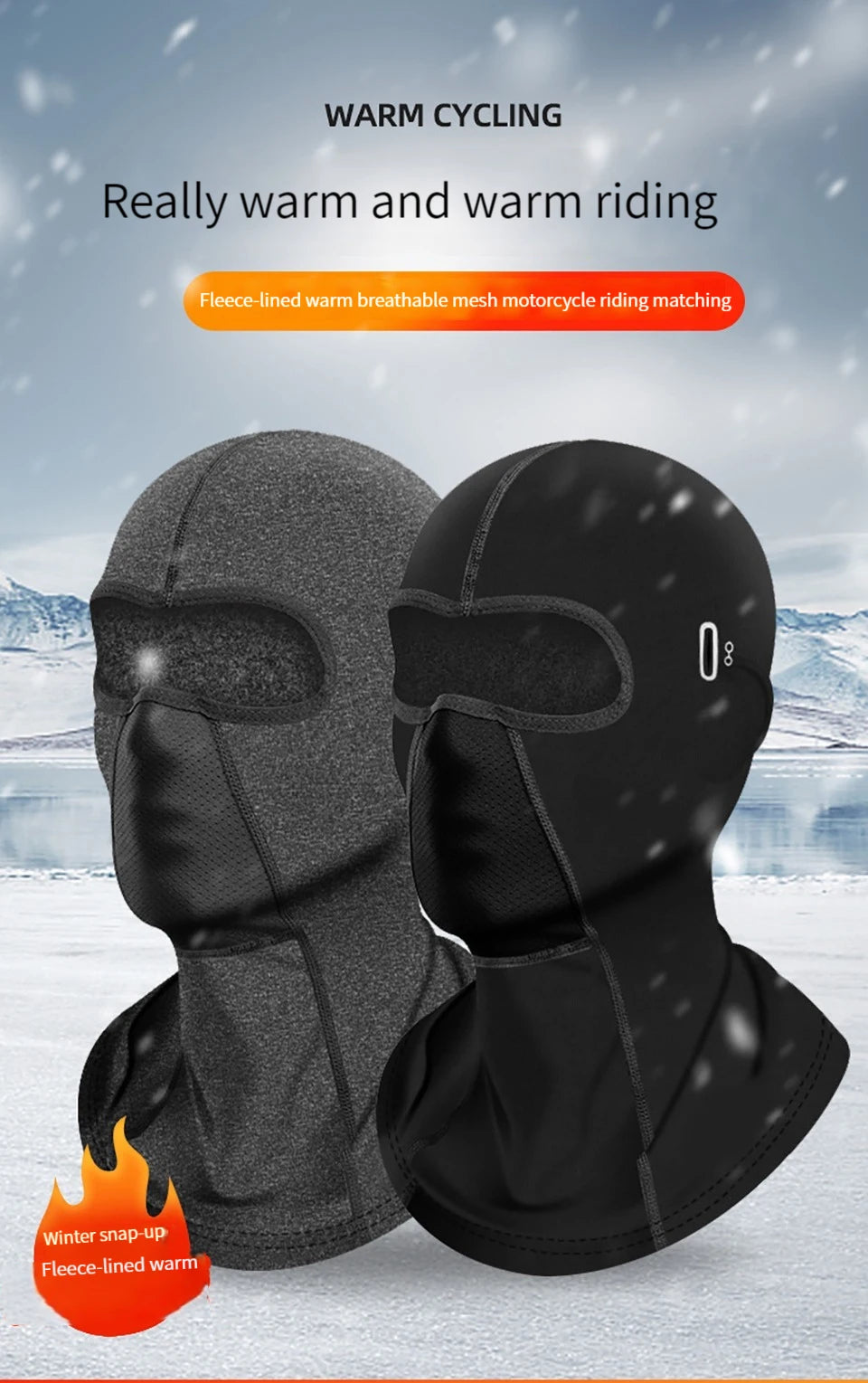 Warmth Ski Masks Motorcycle Riding Headgear Windproof Coldproof Scarf Outdoors Mountaineering Full Face Helmet Liner Headgear