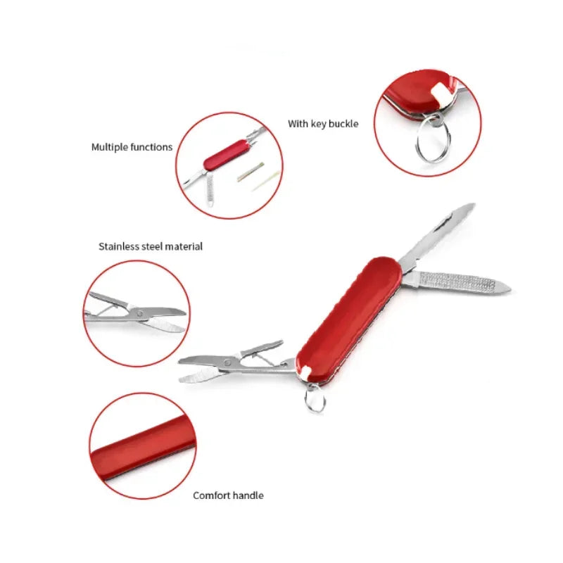 4 In 1 Folding  Clipper Scissors Knife with Key Manicure  Multi-functional Stainless Steel  Multitool  Camping Tools